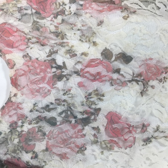 Sheer Rose Floral Print Lace Tank Top Shirt Small - Picture 5 of 5